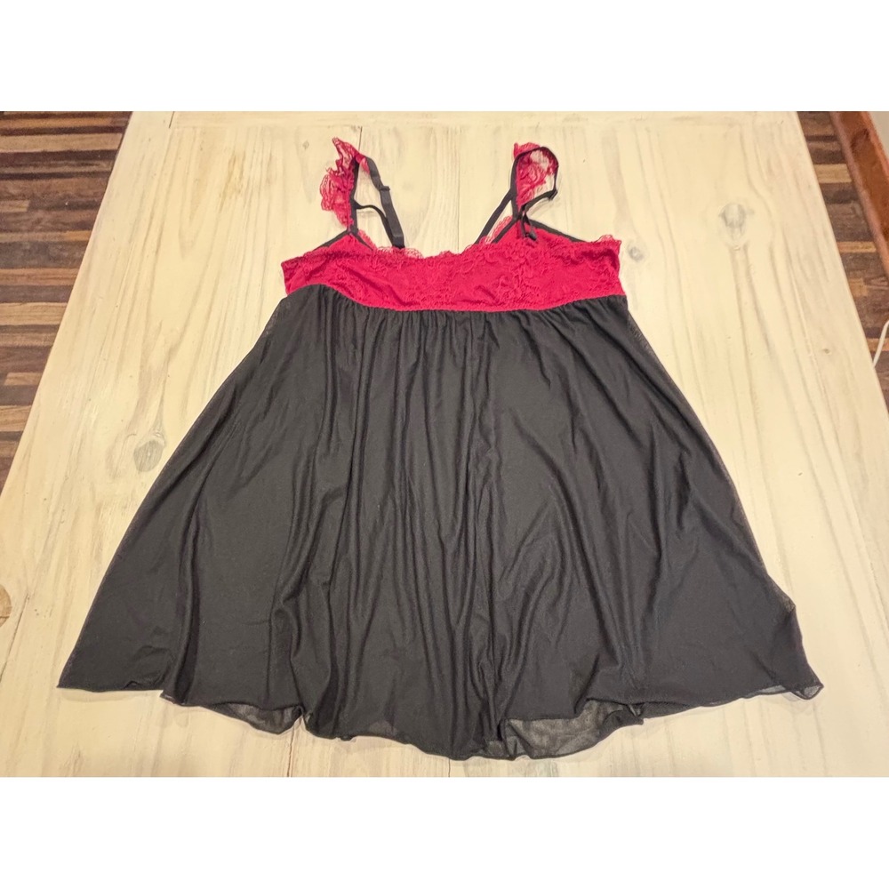 Torrid Curve Black Burgundy Red Lace Strappy Babydoll Lingerie Size 2 NWT - Picture 10 of 11